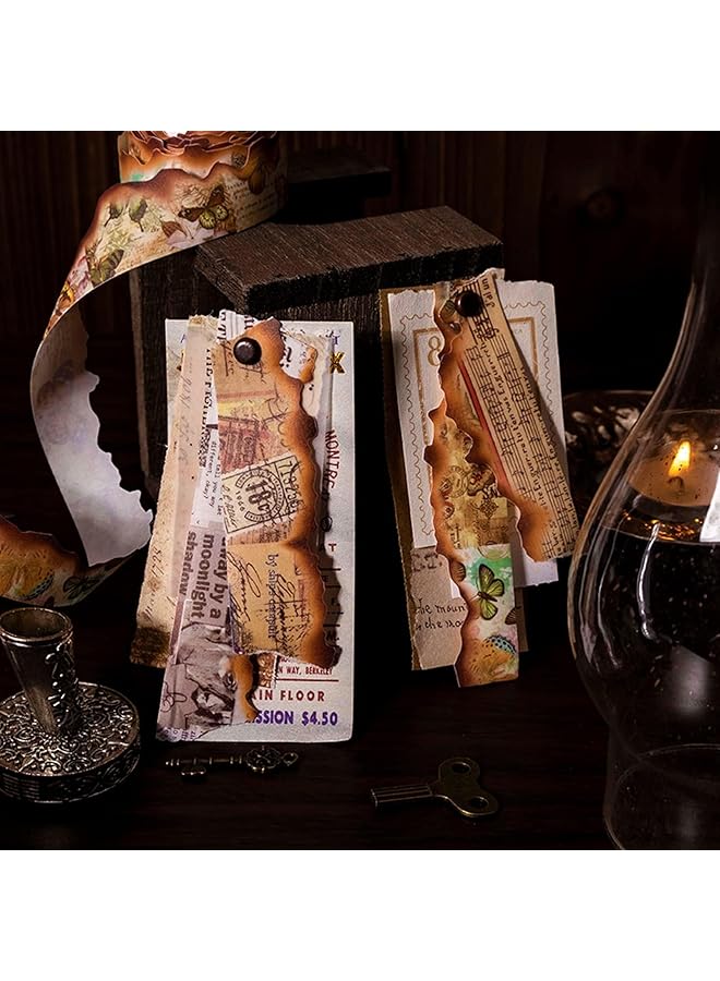 erorex Retro Washi Tape Stickers 8 Roll Vintage Looking Scrapbook Masking Tape Decorative Butterfly Plant Manuscript Nautical Music Score For Diy Diary Planner Journal Art Craft Supplies - Image 3