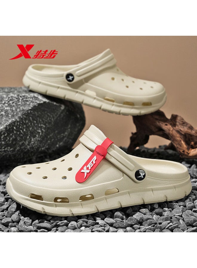 XTEP Xtep Couples' Hollow Shoes Men's And Women's Sports Slippers Men's Outdoor Breathable Summer Sandals Men A010 Beige Size 40 - Image 1