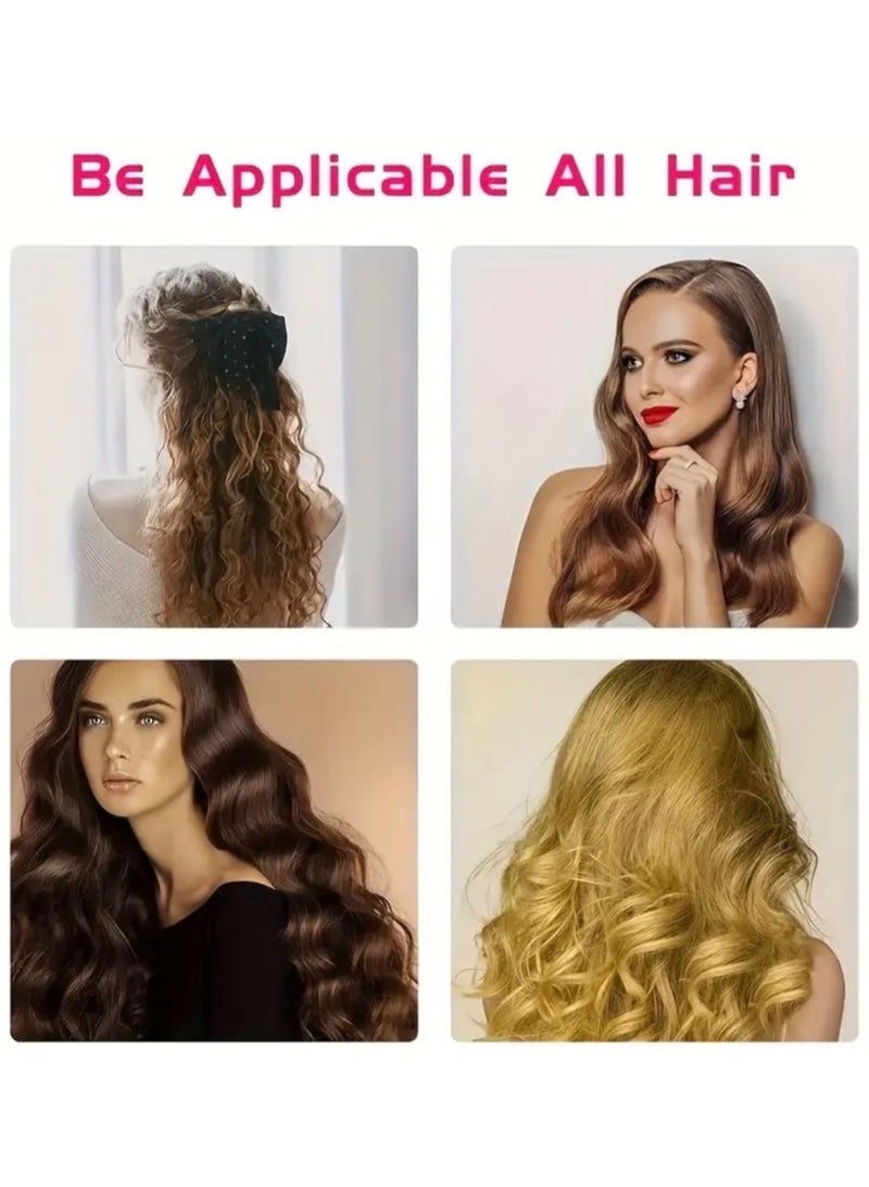 كلين ويف طقم بكرات شعر أسود بدون حرارة مكون من 30 قطعة مع 18 مكواة تجعيد و12 مشبكًا – مكواة تجعيد احترافية ذاتية الإمساك لتجعيدات وموجات كثيفة | مجموعة تصفيف الشعر - أسود كلاسيكي - Image 4