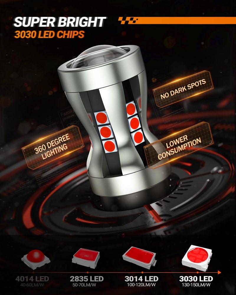 SEALIGHT LED Brake Light Bulbs, 3157 LED Red 3057 4157 T25 3156 Tail Light, Canbus Error Free, 2600 Lumens Red, with Projector Lenses, Plug N Play for Rear Parking Stop Brake Light, Pack of 2 - Image 5