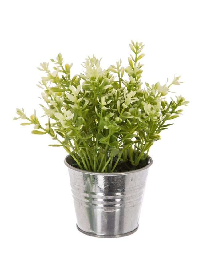 atmosphera Easy Maintenance Realistic Looking Decorative Artificial Plant with Pot Green and Silver 17 cm 114754  - Image 1