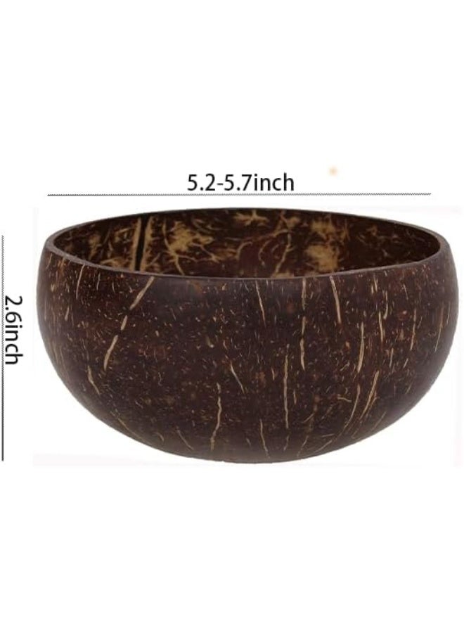 Natural Coconut Bowls & Spoons Set of 2 - Hand-Polished with Organic Oil, Eco-Friendly Smoothie Bowls for Salads, Durable Coconut Shell Crafted, Kitchenware with Lightweight Design - Image 3