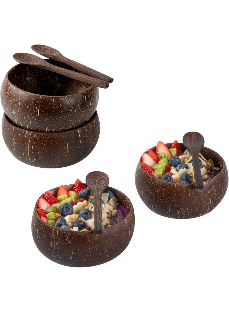 Natural Coconut Bowls & Spoons Set of 2 - Hand-Polished with Organic Oil, Eco-Friendly Smoothie Bowls for Salads, Durable Coconut Shell Crafted, Kitchenware with Lightweight Design - Image 5