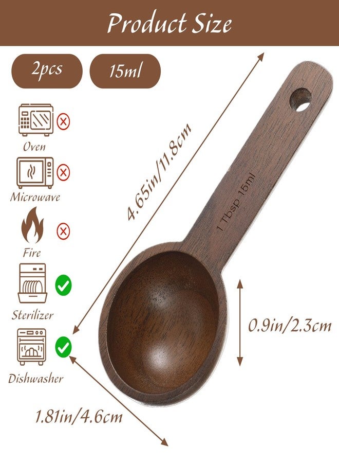 ValueBargain 2PCS Wooden Tablespoon, Walnut 1 Tablespoon Measuring Spoon Coffee Measuring Scoop for Ground Coffee Beans Tea & Spices, Kitchen Jars and Containers, 15ml - Image 2