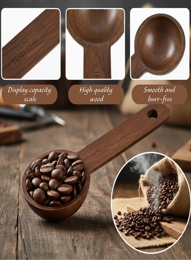 ValueBargain 2PCS Wooden Tablespoon, Walnut 1 Tablespoon Measuring Spoon Coffee Measuring Scoop for Ground Coffee Beans Tea & Spices, Kitchen Jars and Containers, 15ml - Image 3