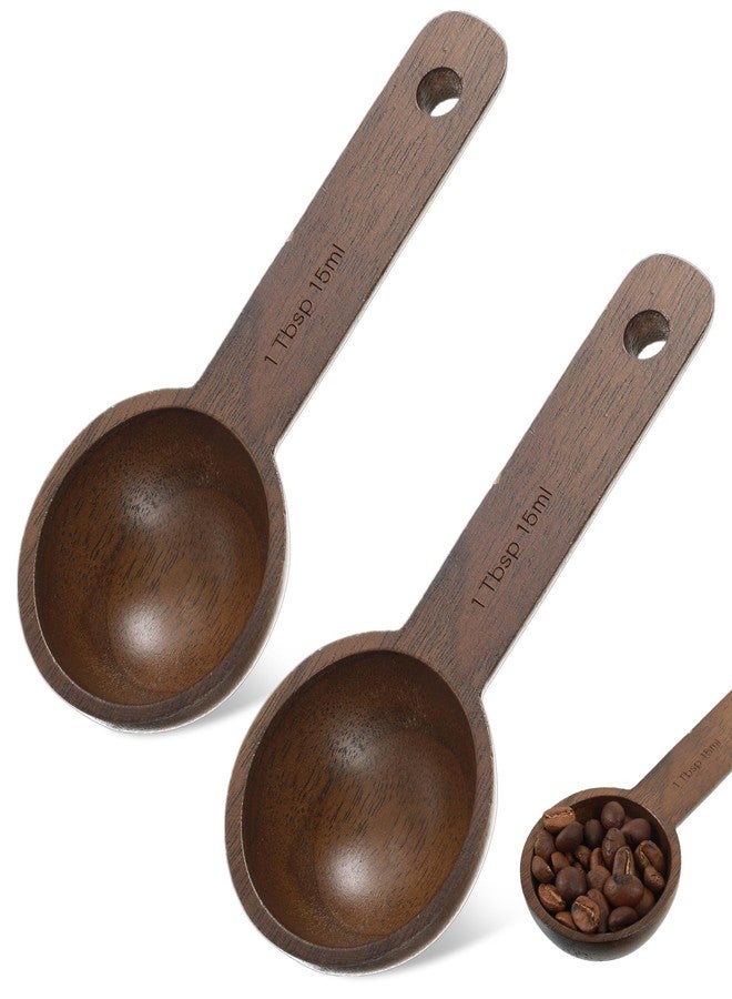 ValueBargain 2PCS Wooden Tablespoon, Walnut 1 Tablespoon Measuring Spoon Coffee Measuring Scoop for Ground Coffee Beans Tea & Spices, Kitchen Jars and Containers, 15ml - Image 1