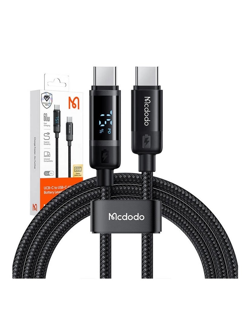 Mcdodo - Mcdodo CA-5780 USB-C to USB-C 60W data cable 1.2m Black - Image 1