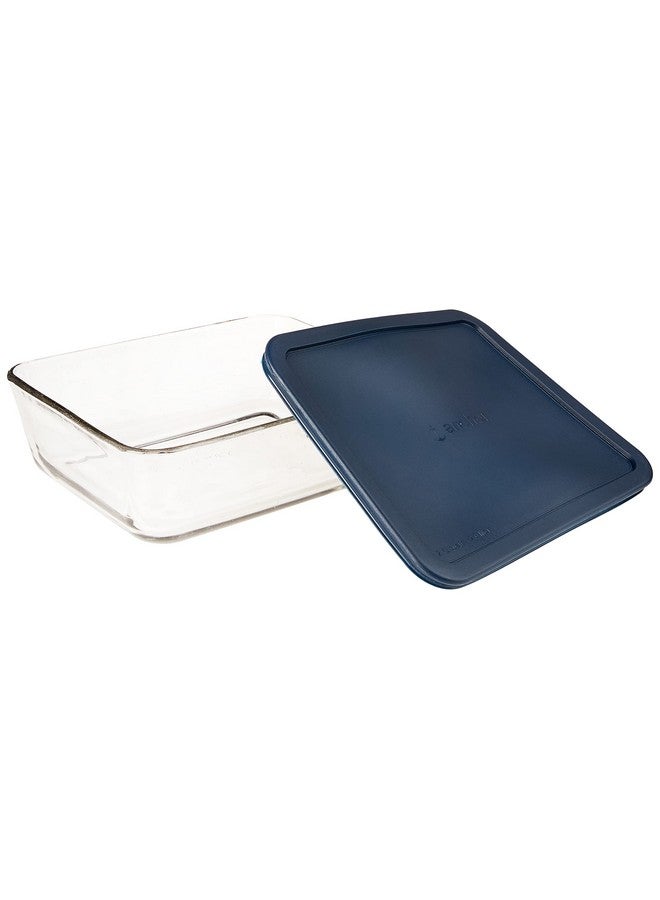 Anchor Hocking 11 Cup Glass Storage Containers with Lids, Set of 2 Glass Food Storage Containers with Navy Blue SnugFit Lids - Image 3