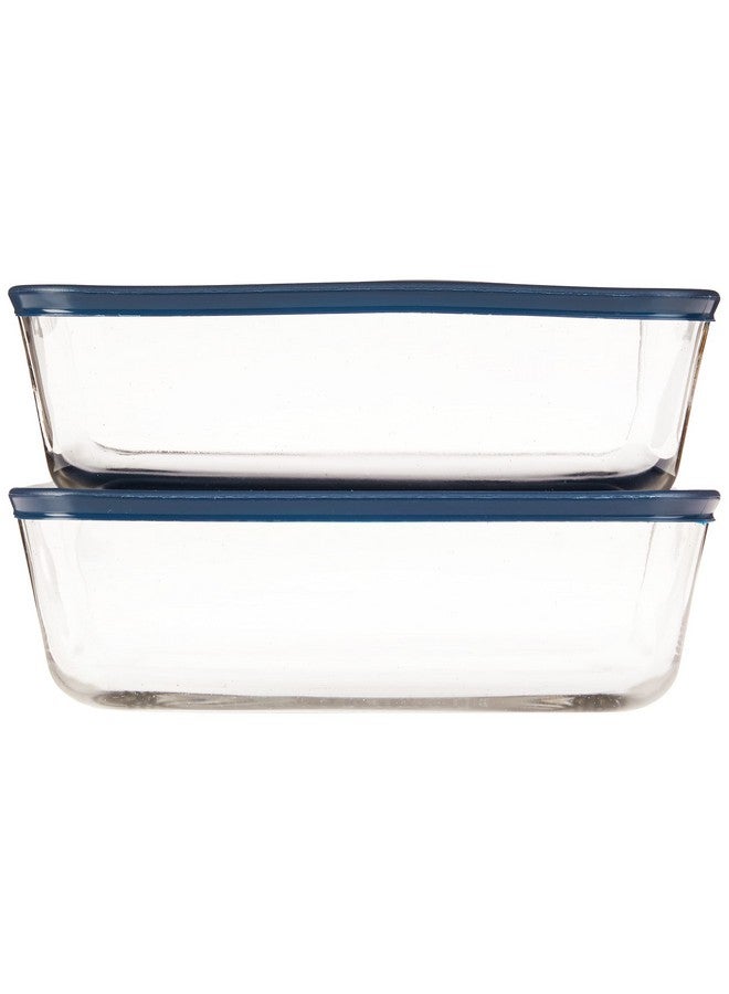 Anchor Hocking 11 Cup Glass Storage Containers with Lids, Set of 2 Glass Food Storage Containers with Navy Blue SnugFit Lids - Image 2