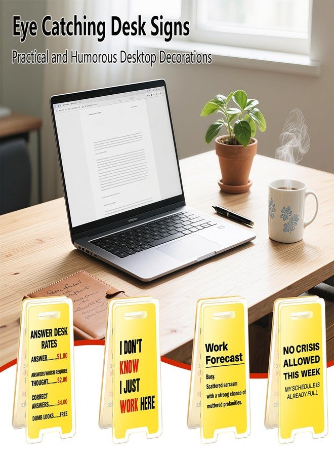 ZLSPTK 8Pcs Funny Desk Signs Answer Desk Rates Gag Gifts Humorous Work Forecast Desks Warning Sign Decor Hilarious Mini Office Cubicle Accessories Inspirational Gifts for Coworkers Teammates Employees Boss - Image 2