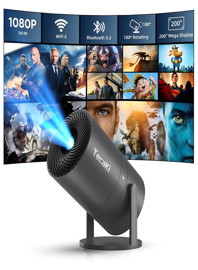 Tecaki Mini Portable Projector with WiFi and Bluetooth, Movie projector 1080P HD Supported, Auto Keystone Correction, 180° Rotatable, Compatible with TV Stick, HDMI, USB, Smartphone, Laptop(Grey) - Image 1