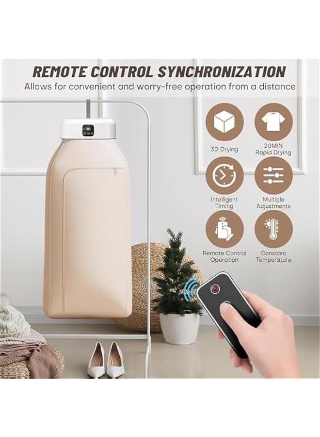 MIXDE Portable Clothes Dryer,Mini Laundry Dryers with Remote Control, Small Compact Foldable Electric Drying Machine with Dry Bag for Travel,RV, Home,Apartment - Image 3
