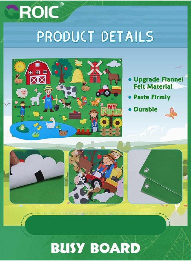 GROIC 40Pcs Farm Animals Felt Story Board Set,Preschool Farmhouse Themed Early Learning Storytelling Flannel Board,Barnyard Domestic Livestock Interactive Play Kit,Thicker Felt Board  - Image 3