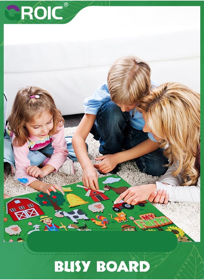 GROIC 40Pcs Farm Animals Felt Story Board Set,Preschool Farmhouse Themed Early Learning Storytelling Flannel Board,Barnyard Domestic Livestock Interactive Play Kit,Thicker Felt Board  - Image 5