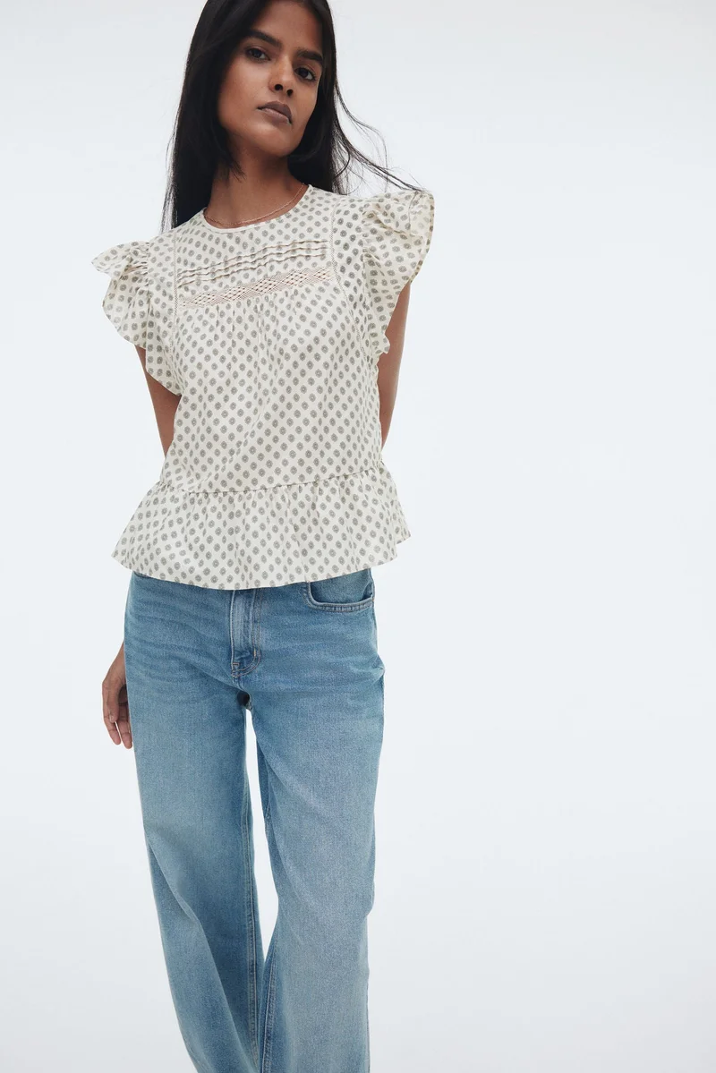 H&M Lace-inset peplum blouse