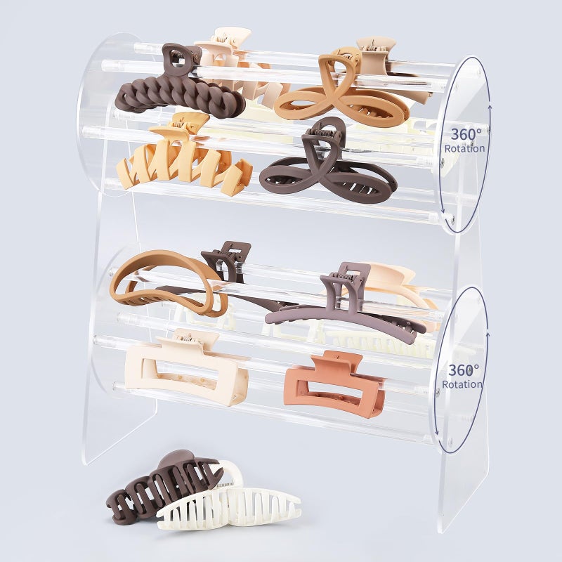 SNOWSTAR Acrylic Claw Clip Organizer Holder,360-Degree Rotating Claw Clip Holder and Storage,Hair Clip Organizer Display Clear Stand for Women and Girls - Image 1