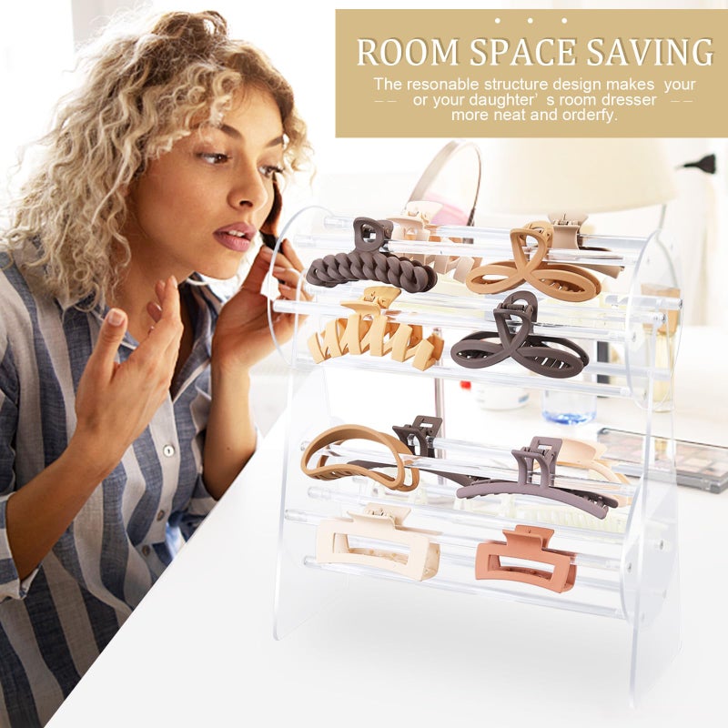 SNOWSTAR Acrylic Claw Clip Organizer Holder,360-Degree Rotating Claw Clip Holder and Storage,Hair Clip Organizer Display Clear Stand for Women and Girls - Image 3