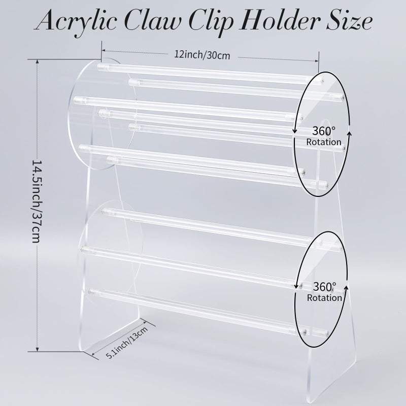 SNOWSTAR Acrylic Claw Clip Organizer Holder,360-Degree Rotating Claw Clip Holder and Storage,Hair Clip Organizer Display Clear Stand for Women and Girls - Image 2