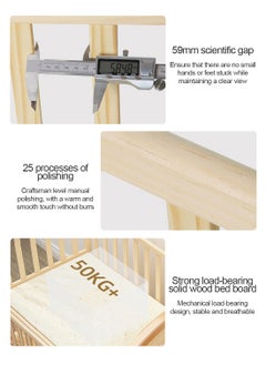 MaBaby 4 In 1 Baby Wooden Bed, Movable And Rocking Beside Crib, Double Decker Wood Bed With Wheels, Detachable Baby Cradle Bed With Flip Table  - Image 2