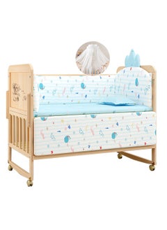 MaBaby 4 In 1 Baby Wooden Bed, Movable And Rocking Beside Crib, Double Decker Wood Bed With Wheels, Detachable Baby Cradle Bed With Flip Table  - Image 1