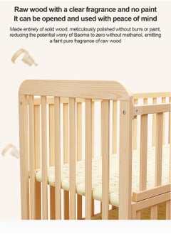 MaBaby 4 In 1 Baby Wooden Bed, Movable And Rocking Beside Crib, Double Decker Wood Bed With Wheels, Detachable Baby Cradle Bed With Flip Table  - Image 5