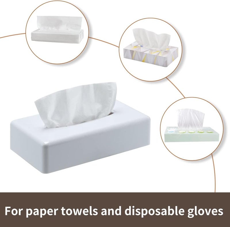 White Rectangular Wall-mounted Hand Wipe Tissue Box Set Face Towel Storage Box - Image 5