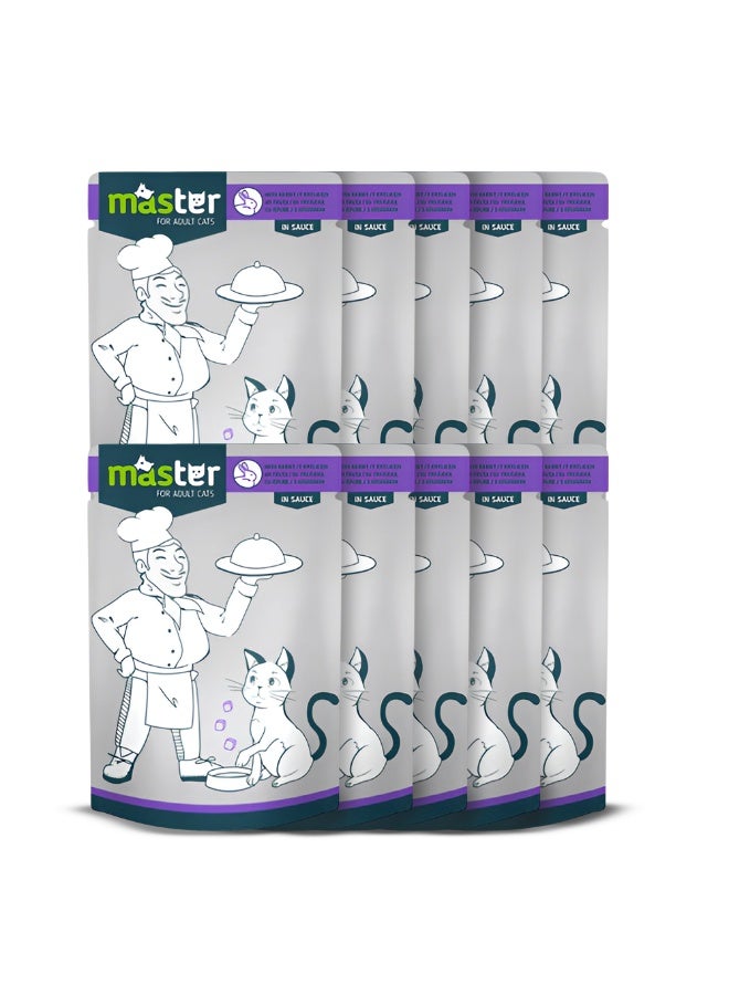 ماستر طعام ماستر الرطب مع ارانب في الجيلي للقطط البالغة 80 جرام - Image 1