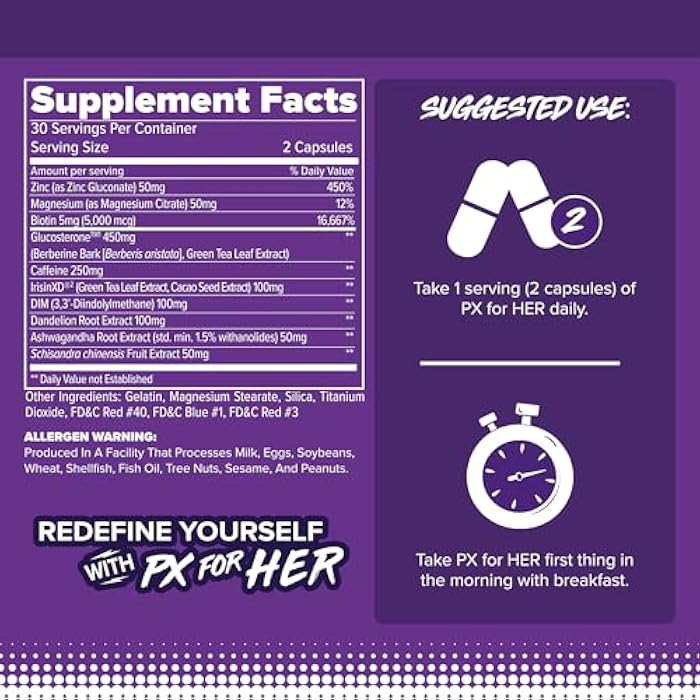 FINAFLEX PX for HER - 60 Capsules - Improves Thermogenic Metabolism with Caffeine, Ashwagandha & DIM - 30 Servings - Image 2