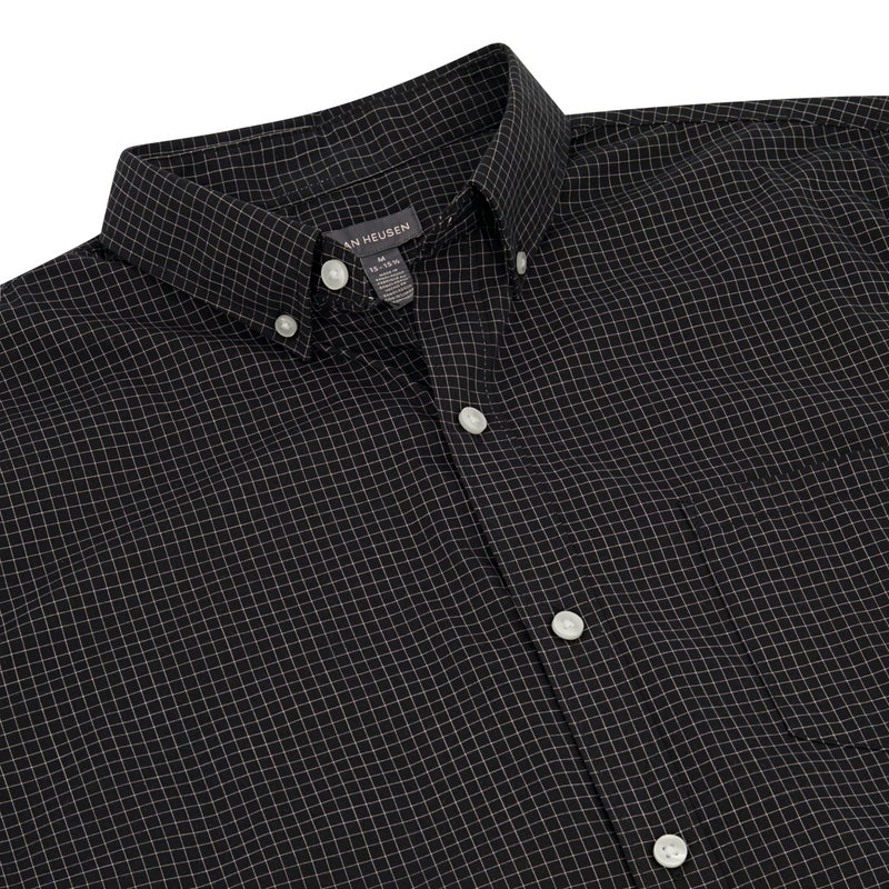 Van Heusen Men's Wrinkle Free Short Sleeve Button Down Shirt Shirt, -black, Medium - Image 3