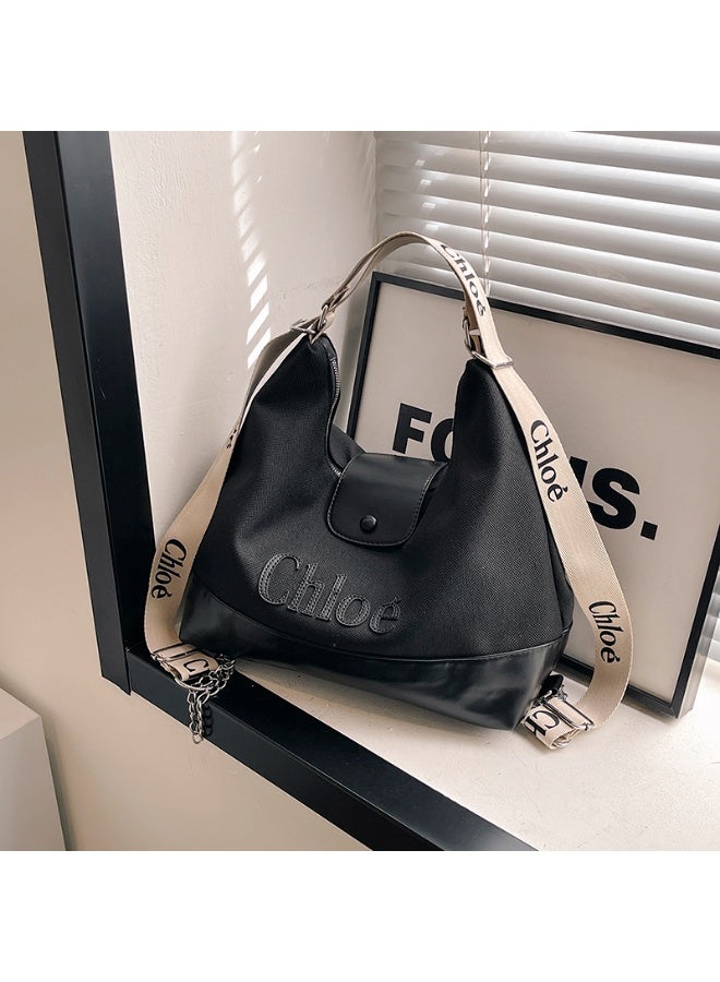 Chloe Chloé Shoulder Bag: Stylish Black with Branded Strap - Image 1