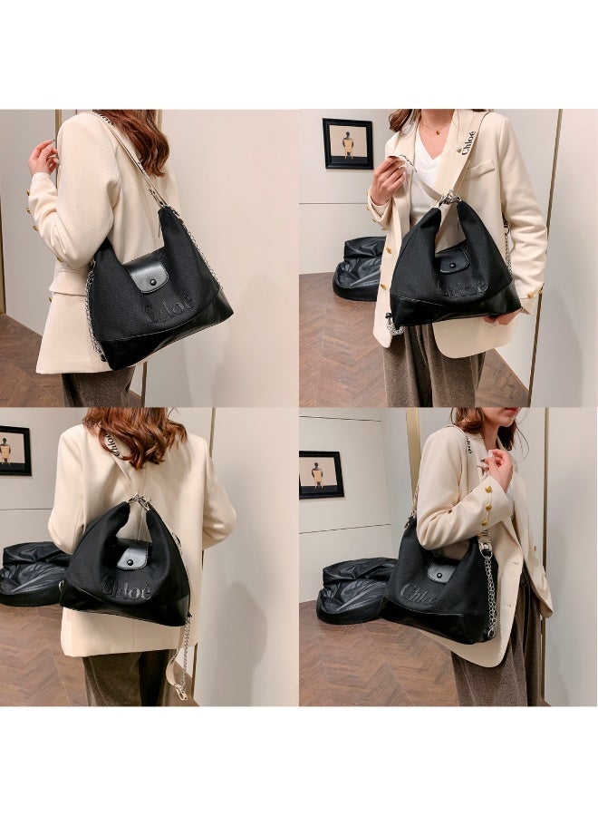 Chloe Chloé Shoulder Bag: Stylish Black with Branded Strap - Image 2