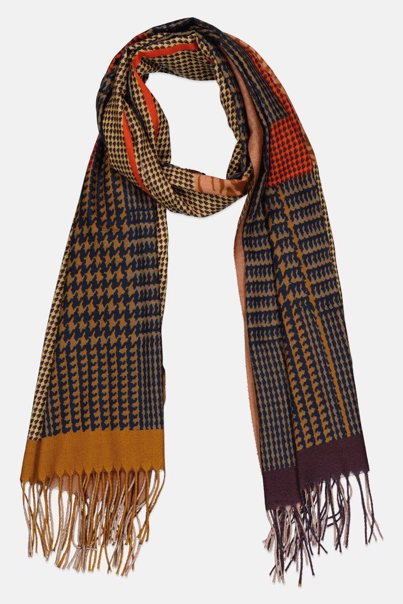 ELLE Women Graphic Print Scarves 182 L x 70 H cm, Navy - Image 1