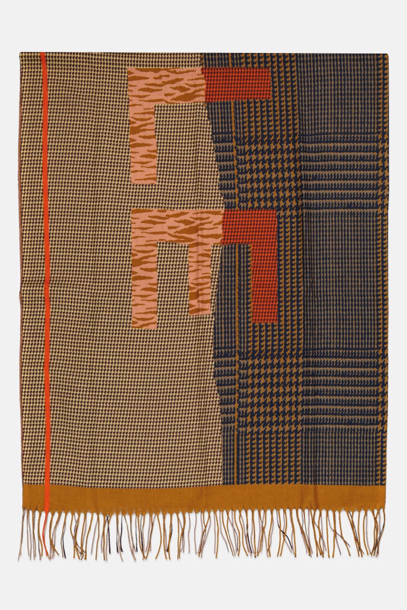 ELLE Women Graphic Print Scarves 182 L x 70 H cm, Navy - Image 2