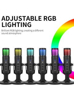Generic ميكروفون الألعاب، ميكروفون USB مكثف للبودكاست مع إضاءة RGB، مستشعر النقر لكتم الصوت، نمط قطبي قلبي للألعاب، والبث، والبودكاست، وتويتش، ويوتيوب، والديسكورد  - Image 4