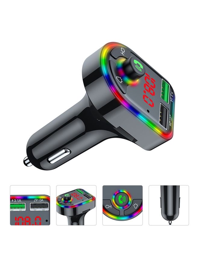 بيوينتي F6 Car FM Transmitter Colorful Breathing Atmosphere Lamp  MP3 Player Charger - Image 2