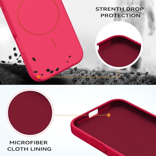 mobistyle Magnetic Silicone Back Cover for iPhone 17 Pro Max 6.9-Inch, Compatible with Mag-Safe, Silky Soft Touch, Shock Absorbing Phone Cover Case with Camera Lens Protection (Camilla Red) - Image 5