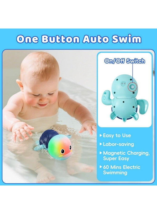 Gigilli Rechargeable Swimming Turtle Bath Toys, Baby Bath Toys for Kids Ages 1-3 2-4, Light Up Bathtub Pool Water Toys, Comes with Batteries, Toddlers Baby Shower Birthday Gifts - Image 2