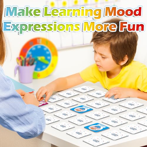 Aizweb Feelings Emotions Match Game,Memory Game,Social Emotional Learning Activities,Toddler Baby Flash Cards,Calm Down Corner Supplies,Educational Toys for Pre K Preschool Kindergarten Autism ADHD - Image 5