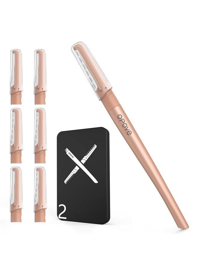 opove - OPOVE Dermaplaning Tool Set,Professional Dermaplane Tools with 6 Refill Blades,Peach Fuzz Removal & Eyebrow Shaper–Face Shavers for Women,Facial Hair Razor Help Exfoliate and Smooth the Skin-Champagne - Image 1
