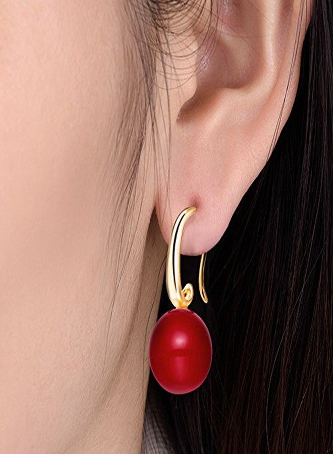Merdia 4.1 Inches 12MM Charming Drops Pearl & Gold Earrings for Women | Simulated Pearl Hook Dangle Earrings for Women | Elegant Jewelry Accessories for Woman Fashion, Trendy Cute Prom Huggies Hoop Bridal Earring - Image 2