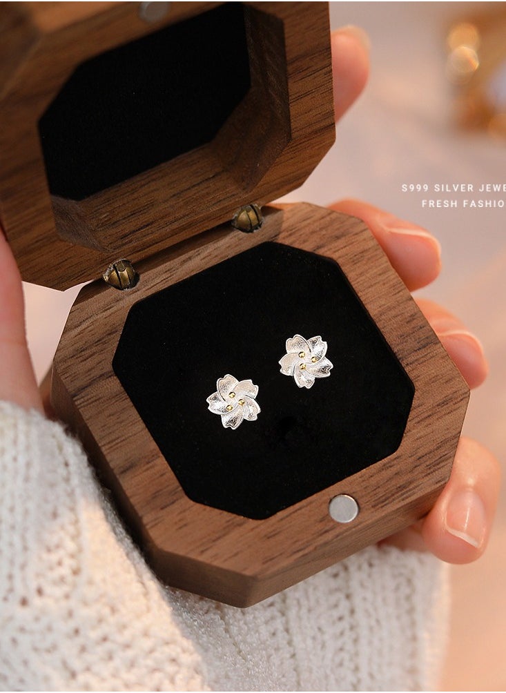 xozgdovg Women's jewelry plated earrings sweet flower earrings  - Image 2