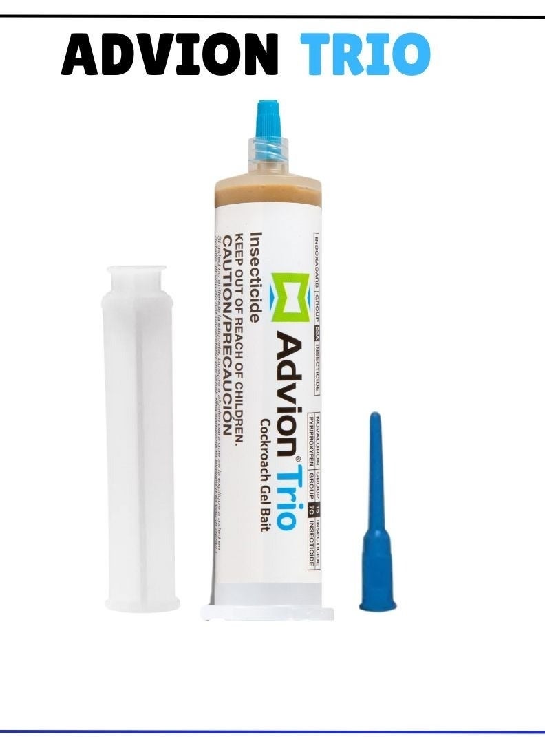 SAG Advion Trio Cockroach Gel Bait, 1 Tubes x 30-Grams, 1 Plunger and 1 Tips, Formulated with 0.6% Indoxacarb, 0.1% Novaluron and 0.1% Pyriproxyfen, Ready-to-Use Roach Killer for Indoor and Outdoor Use