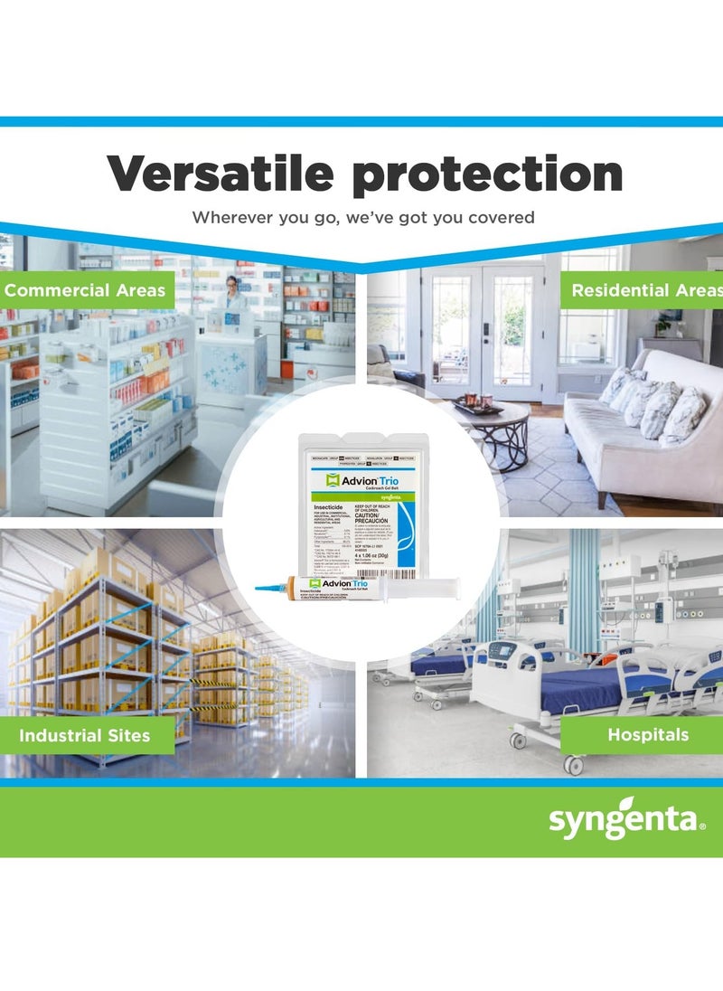 syngenta - Advion Trio Cockroach Gel Bait, 1 Tubes x 30-Grams, 1 Plunger and 1 Tips, Formulated with 0.6% Indoxacarb, 0.1% Novaluron and 0.1% Pyriproxyfen, Ready-to-Use Roach Killer for Indoor and Outdoor Use - Image 1