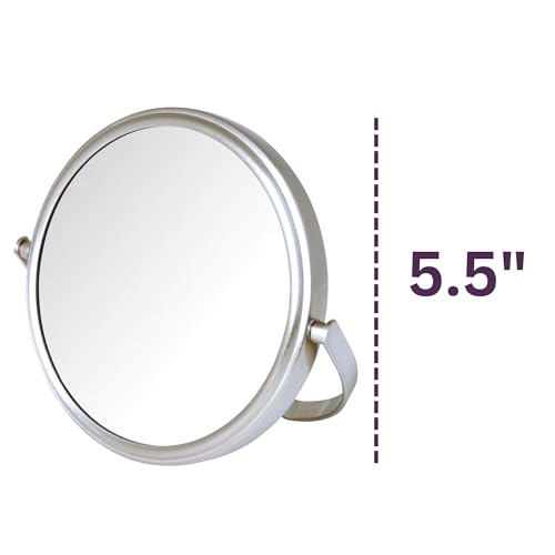 Model's Choice Two-Sided Tabletop Makeup Mirror - Makeup Mirror with 5X Magnification & Swivel Design - Portable 5.5-Inch Diameter Mirror in Nickel Finish - Model MC109N - Image 4