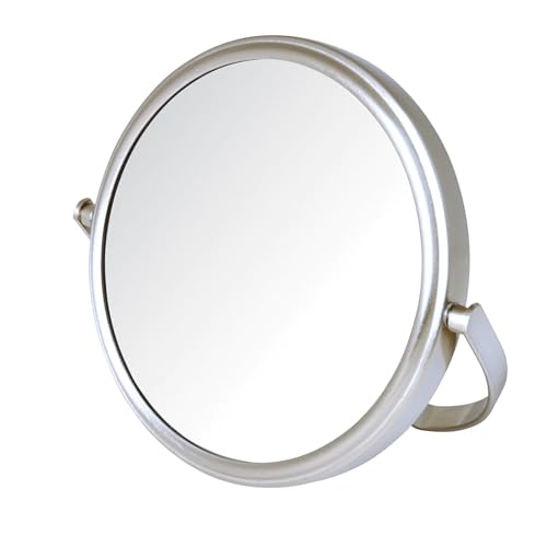 Model's Choice Two-Sided Tabletop Makeup Mirror - Makeup Mirror with 5X Magnification & Swivel Design - Portable 5.5-Inch Diameter Mirror in Nickel Finish - Model MC109N - Image 1