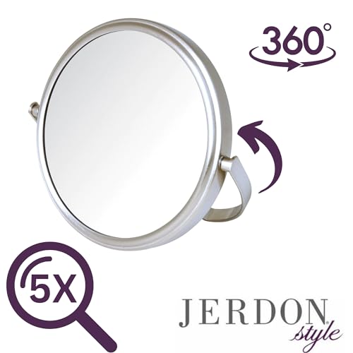 Model's Choice Two-Sided Tabletop Makeup Mirror - Makeup Mirror with 5X Magnification & Swivel Design - Portable 5.5-Inch Diameter Mirror in Nickel Finish - Model MC109N - Image 5