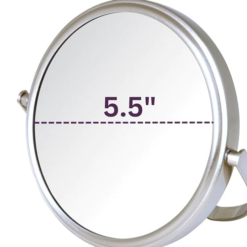 Model's Choice Two-Sided Tabletop Makeup Mirror - Makeup Mirror with 5X Magnification & Swivel Design - Portable 5.5-Inch Diameter Mirror in Nickel Finish - Model MC109N - Image 3