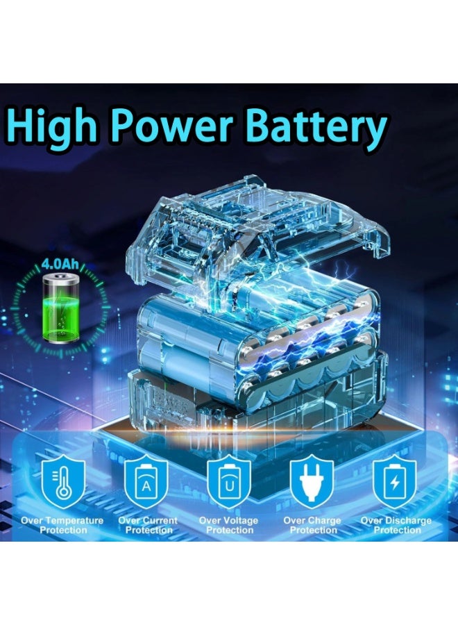 جيرزون جهاز تلميع السيارات اللاسلكي من جير زون، طقم تلميع السيارات مع بطاريات 21 فولت، 2 × 4.0 أمبير/ساعة، تلميع مداري لامركزي مع 8 سرعات متغيرة تصل إلى 5500 دورة في الدقيقة، لتنظيف السيارة/إزالة الخدوش - أزرق - Image 4