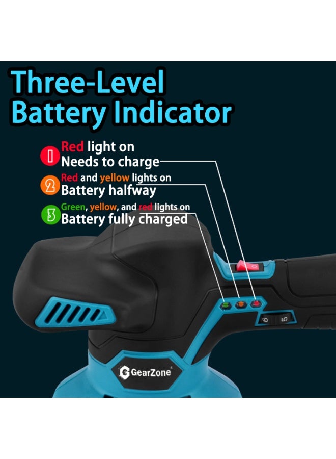 جيرزون جهاز تلميع السيارات اللاسلكي من جير زون، طقم تلميع السيارات مع بطاريات 21 فولت، 2 × 4.0 أمبير/ساعة، تلميع مداري لامركزي مع 8 سرعات متغيرة تصل إلى 5500 دورة في الدقيقة، لتنظيف السيارة/إزالة الخدوش - أزرق - Image 2