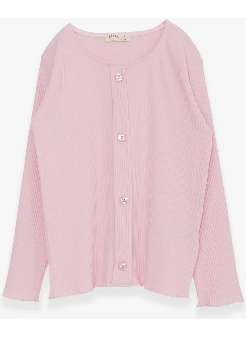 Breeze Girls Long Sleeved T-Shirt Powder with Button Accessories (8-14 Years)